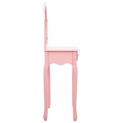 Dressing table with stool 65x36x128cm paulownia wood MDF pink