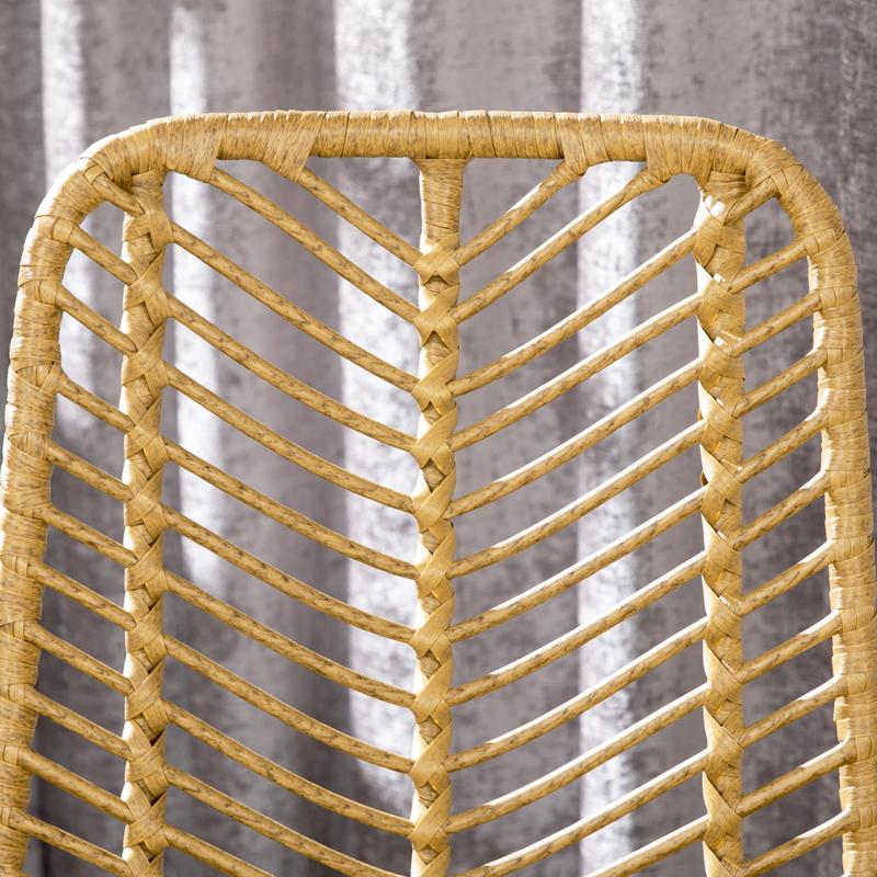 2Er Set Barhocker Mit Lehne Barstühle Im Boho-Design, Pe-Rattan, Inkl. Fußtstütze, 42.5 Cm X 52 Cm X 102 Cm, Gelb + Schwarz