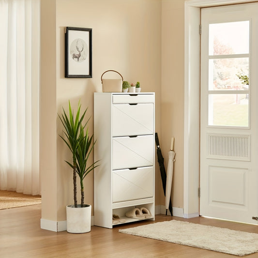 Schoenenkast – Schoenenrek – Schoenenopberger – Halmeubel – Opbergkast – 3 Vouwdeuren – Duurzaam Hout – Vrijstaand Design – Wit