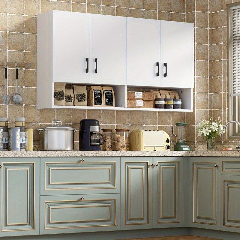 Keukenkastje – Wandkast – Opbergkast – Keukenrek – Bestekkast – Modern Design – 123x68x24 cm – Wit Met Metaal