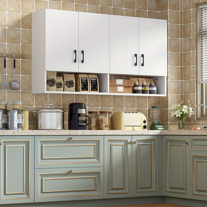 Keukenkastje – Wandkast – Opbergkast – Keukenrek – Bestekkast – Modern Design – 123x68x24 cm – Wit Met Metaal
