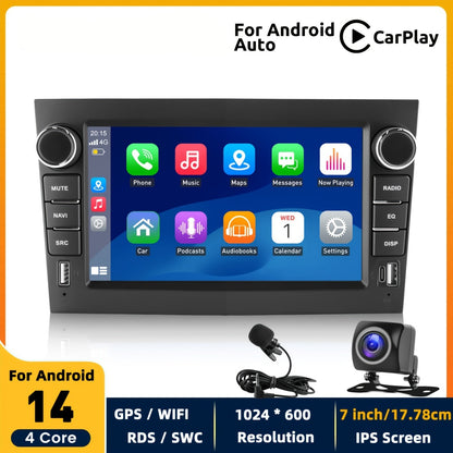 Autoradio – Auto Stereo – Multimedia Radio – Auto Navigatie – Inbouw Radio – Android 14 – 7 Inch IPS Touchscreen