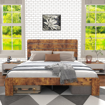 Bedframe Tweepersoonsbed Ledikant Slaapkamerset Bedombouw Bedstijl – Modern Farmhouse Design – Stevige Hout-Metaal Constructie – 180x200 cm – Hoog Hoofdbord