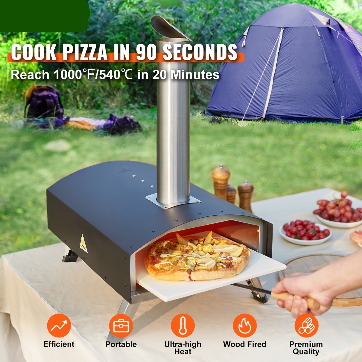 Pizzaoven – Draagbare Oven – Outdoor Oven – Roestvrijstalen Oven – Mini Oven – Zonder Elektriciteit – Compact & Lichtgewicht – Capaciteit 1-10L