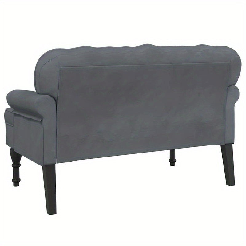 Leisure Chair – Fauteuil – Zitstoel – Lounge Chair – Tuinstoel – Donkergrijs Velvet – Robuust Hardhout – Comfortabel Groot Formaat 119,5x64,5x75 cm
