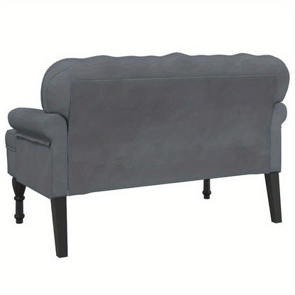 Leisure Chair – Fauteuil – Zitstoel – Lounge Chair – Tuinstoel – Donkergrijs Velvet – Robuust Hardhout – Comfortabel Groot Formaat 119,5x64,5x75 cm