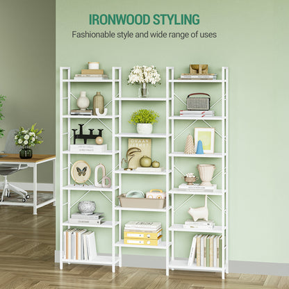 Boekenkast – Vakkenkast – Boekenrek – Opbergkast – Wandkast – 17 Planken – Verstelbare Plankhoogte – Retrobruin 24x152x186 cm – Draagkracht 340 kg
