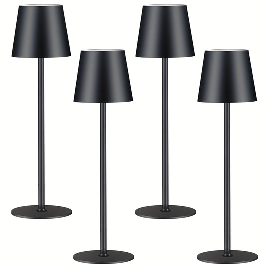 Draadloze Tafellamp – LED Lamp – Bureauverlichting – Nachtlampje – Oplaadbare Lamp – Set 4 Stuks Zwart – 7000 mAh Batterij – Touch Bedienbaar