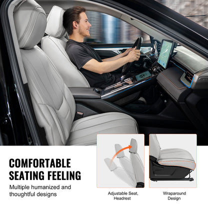 Universele Autostoelhoezen – Zittinghoezen – Stoelhoezen – Beschermhoezen – Autostoelbekleding – Grijs Kunstleer – Airbag Compatibel – Ademend & Waterafstotend