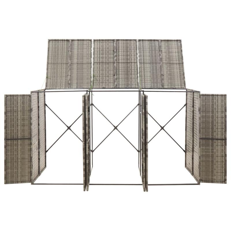 Afvalbak Buiten – Buitenprullenbak – Afvalton – Vuilnisbak – Afvalemmer – 3 Ton Capaciteit – Weerbestendig PE-Rattan & Staal – 207x80x117 cm