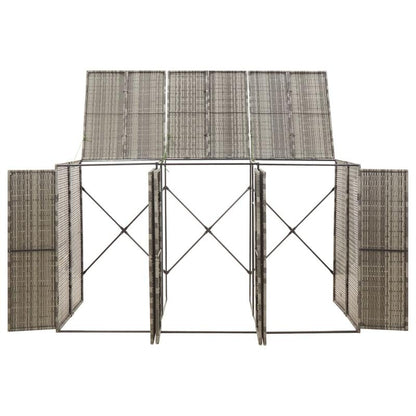 Afvalbak Buiten – Buitenprullenbak – Afvalton – Vuilnisbak – Afvalemmer – 3 Ton Capaciteit – Weerbestendig PE-Rattan & Staal – 207x80x117 cm