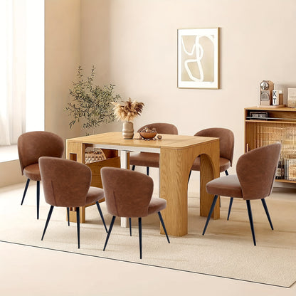 Eetkamerstoelen – Stoelen Set – Keukenstoelen – Zwarte Stoelen – Armloze Stoelen – Kunstleren Bekleding – Stijlvol Roestvrij Stalen Frame – Set Van 2 – Ergonomisch Comfort – Lichtgewicht - Bruin