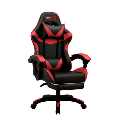 Gamingstoel – Gaming Chair – Bureaustoel – Gamenstoel – Zwarte Gamingstoel Met Rood – Verstelbare Hoogte 100-110 cm – Kantelbare Rugleuning Tot 135° Met Uittrekbare Voetensteun