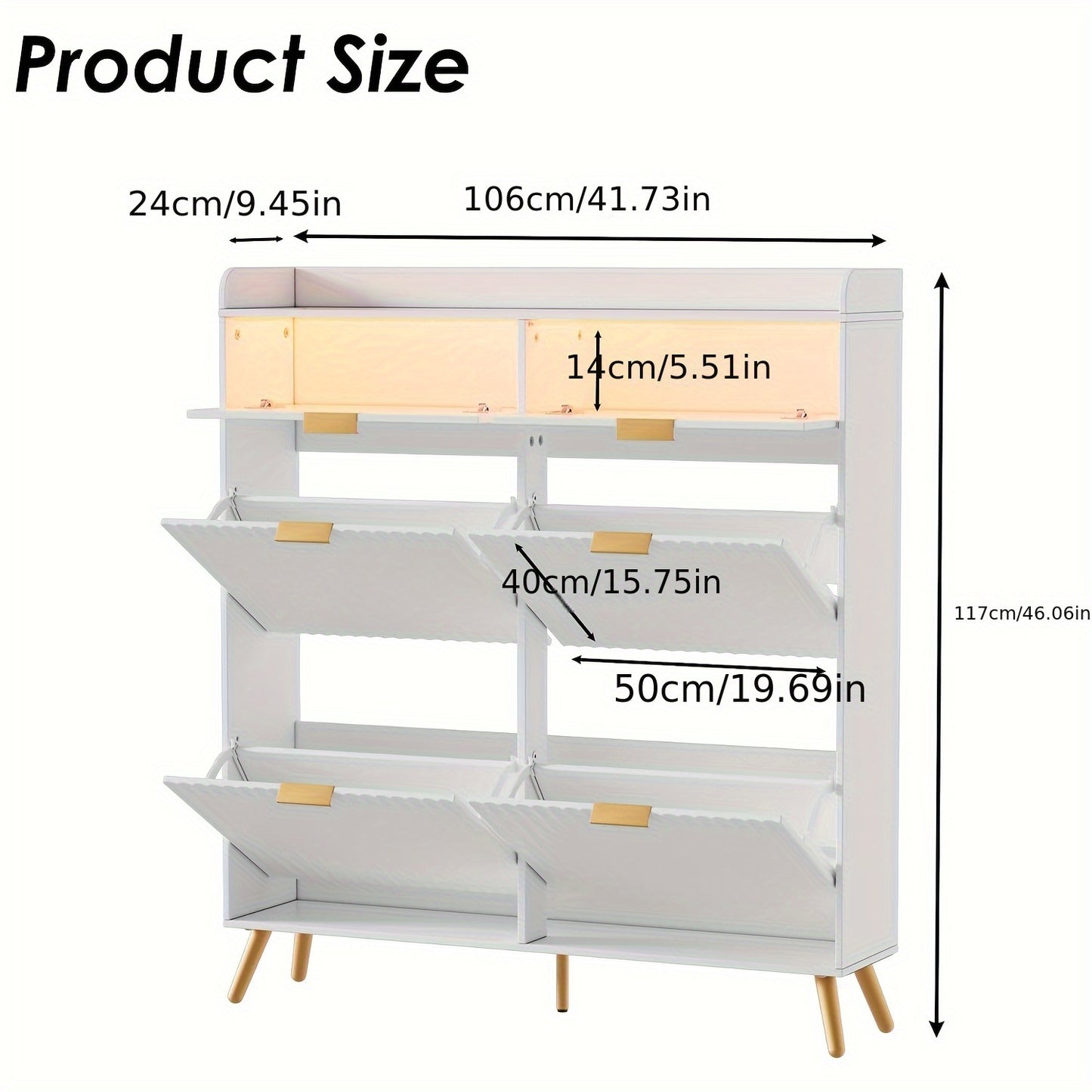 Schoenenkast – Schoenrek – Schoenenopberger – Halmeubel – Schoenenkastje – Wit – 4 Klepdeurtjes – Glazen Blad – 117x106x24 cm – Ruimtebesparend – Met Lade