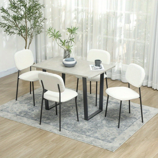 Eetkamerstoelen – Keukenstoelen – Gestoffeerde Stoelen – Woonkamerstoelen – Fluwelen Look – Set Van 4 – Met Rugleuning – Steviele Stalen Poten