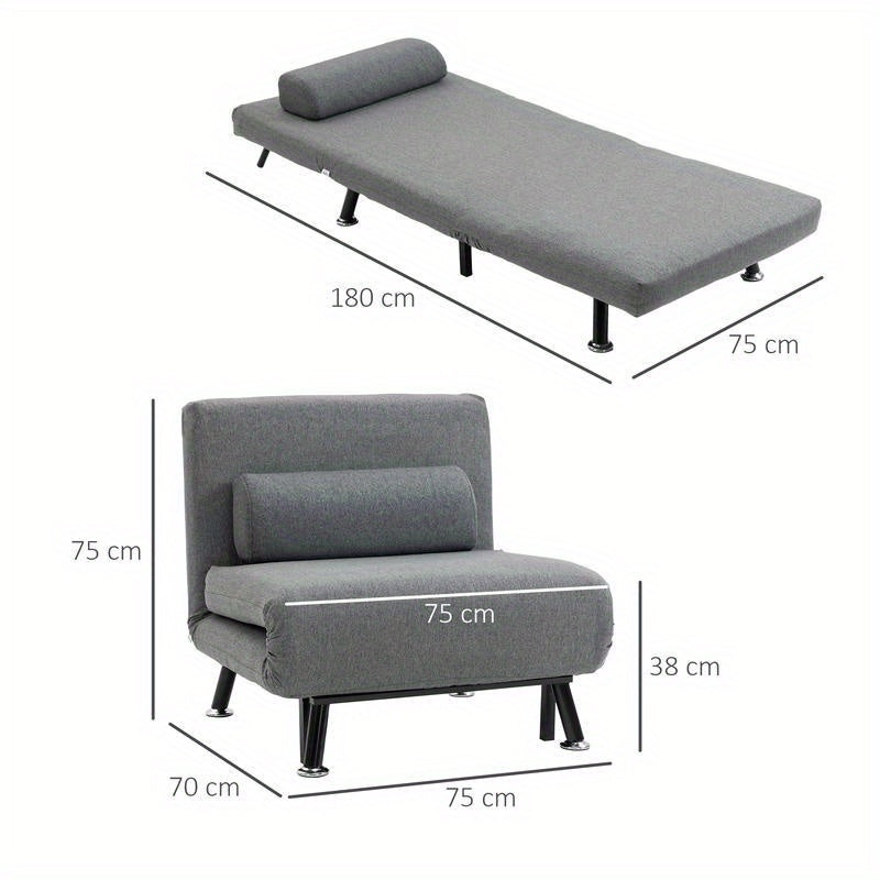 Convertible Sofa Bed Chair with Adjustable Backrest - Sleeper Sofa, Heavy-Duty 149.69KG Capacity, Space-Saving Modern Design, No Assembly Required - Ideal for Living Room, Bedroom, Apartment, Dorm - Easy-Clean Fabric Upholste