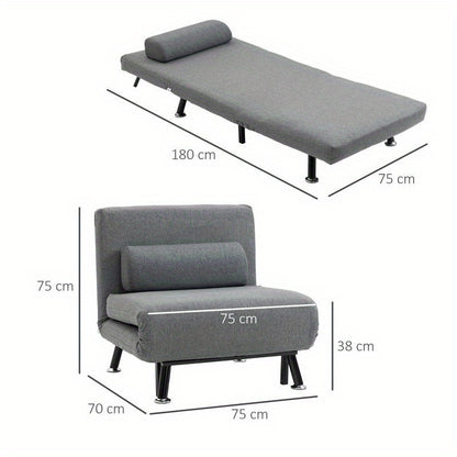 Convertible Sofa Bed Chair with Adjustable Backrest - Sleeper Sofa, Heavy-Duty 149.69KG Capacity, Space-Saving Modern Design, No Assembly Required - Ideal for Living Room, Bedroom, Apartment, Dorm - Easy-Clean Fabric Upholste