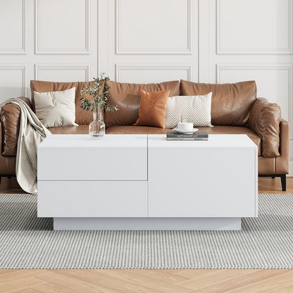 Modern Coffee Table, Coffee Table, Living Room Table, With Sliding Table Top, 4 Drawers - Perfect For Stylish Living Rooms 90x55x45cm