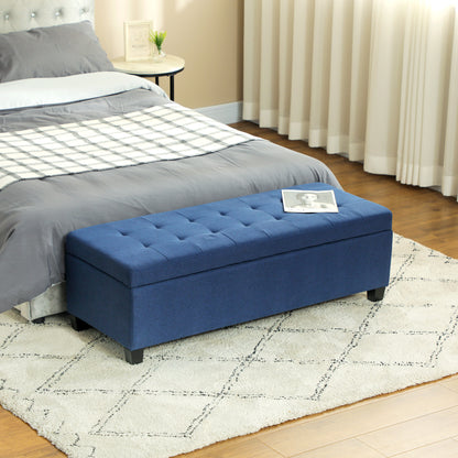 Opbergbank – Opbergbank – Zitbank – Halbank – Ottoman – Blauw – Button Tufting Design – Ruime Opbergruimte 125 cm