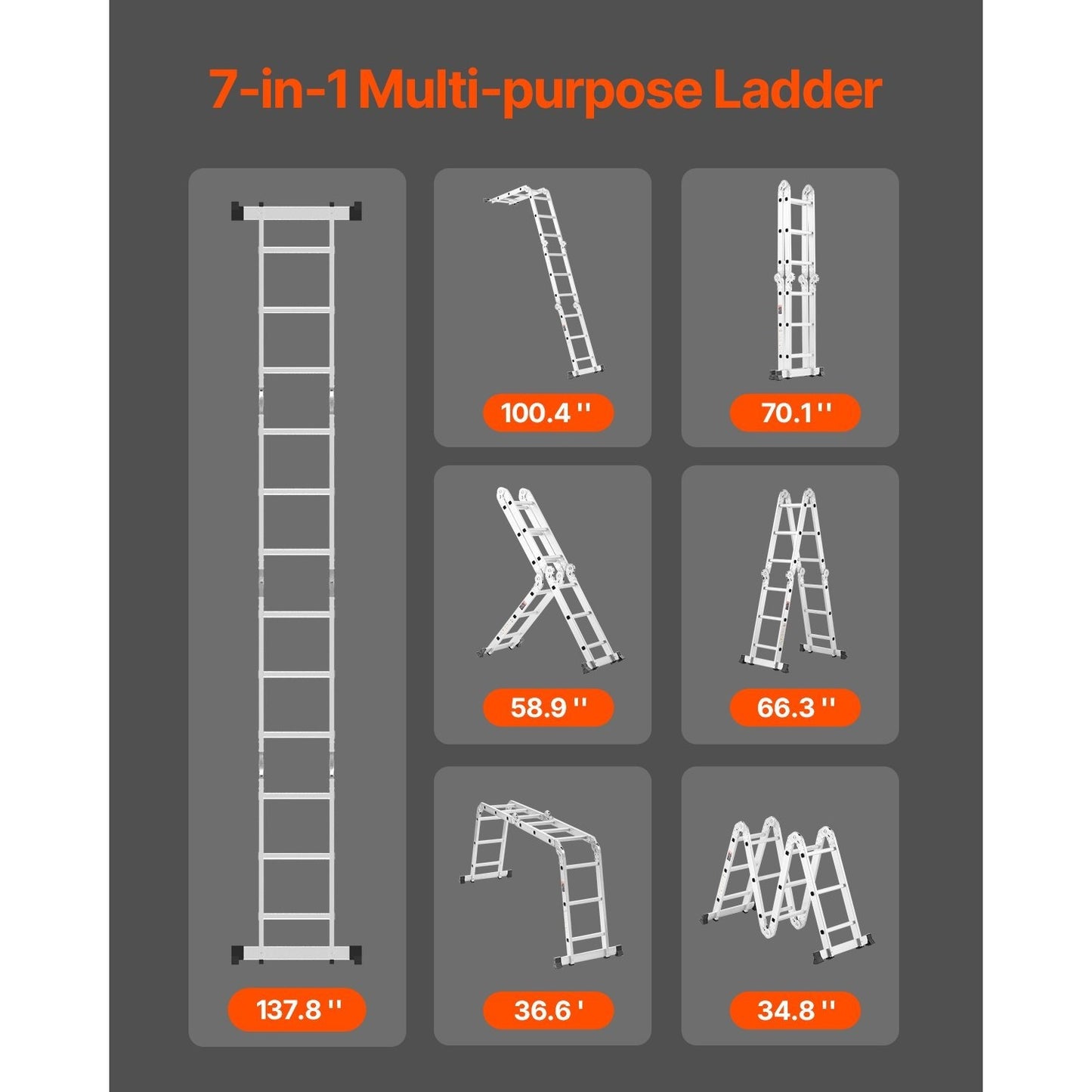 Inklapbare Ladder – Multitrap – Werksteiger – Trapladder – Platformladder – Lichtgewicht Aluminium – 3,6 Meter Bereik