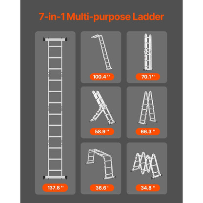 Inklapbare Ladder – Multitrap – Werksteiger – Trapladder – Platformladder – Lichtgewicht Aluminium – 3,6 Meter Bereik