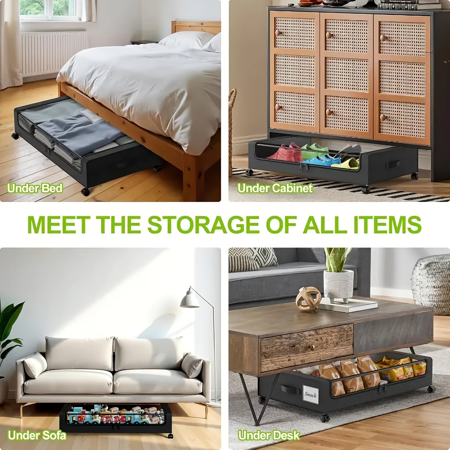 Opbergbox – Opbergdoos – Opbergbak – Opslagbox – Organizer – Voor Onder Bed – Stevige Metalen Constructie – Flip-Top Deksel Met Kijkvenster
