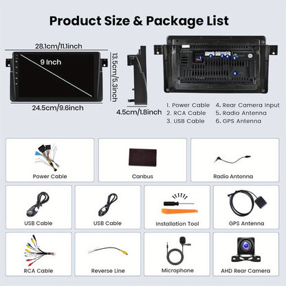 Android 13 Autoradio – Car Stereo – Multimedia Systeem – Navigatie Unit – Touchscreen Radio – Draadloze CarPlay & Android Auto – 9 Inch HD Scherm – Ingebouwde GPS & Achteruitrijcamera