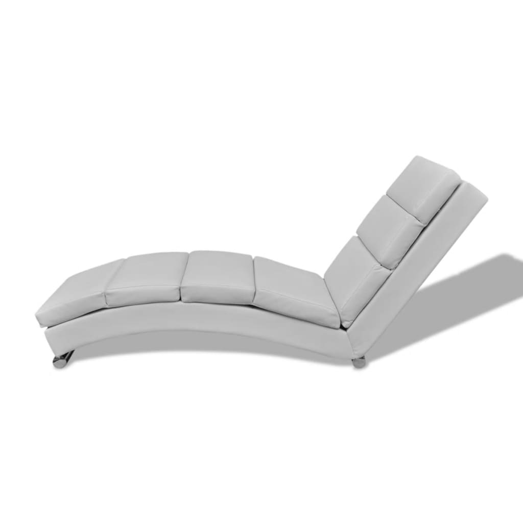 Chaise Longue – Ligbed – Ligstoel – Loungebank – Recamiere – Kunstleer Wit – Massief Stalen Frame – Ergonomisch Comfort