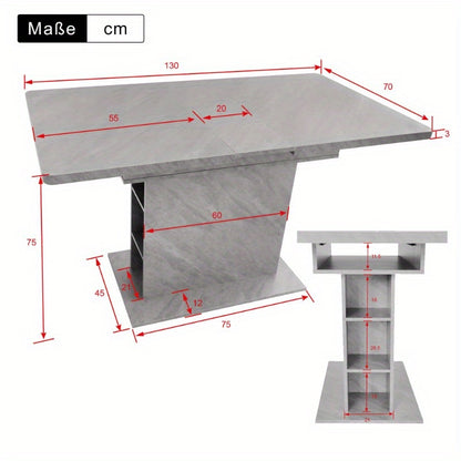 Uitklapbare Eettafel – Vouwbare Tafel – Multifunctionele Tafel – Opbergtisch – Industrieel Design – Ruimtebesparend – Stalen Frame met Betonlook