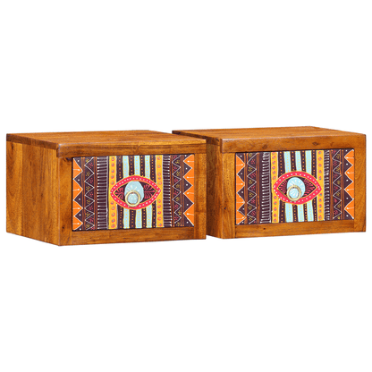 2-Tier Solid Acacia Wood Bedside Table with Removable Top - 35x30x22cm, 3.2 Cu Ft Storage, 27" Height, Multifunctional Design for Bedroom & Living Room, All-Season Use, Easy Assembly, No Power Needed, Bedroom Storage Solution