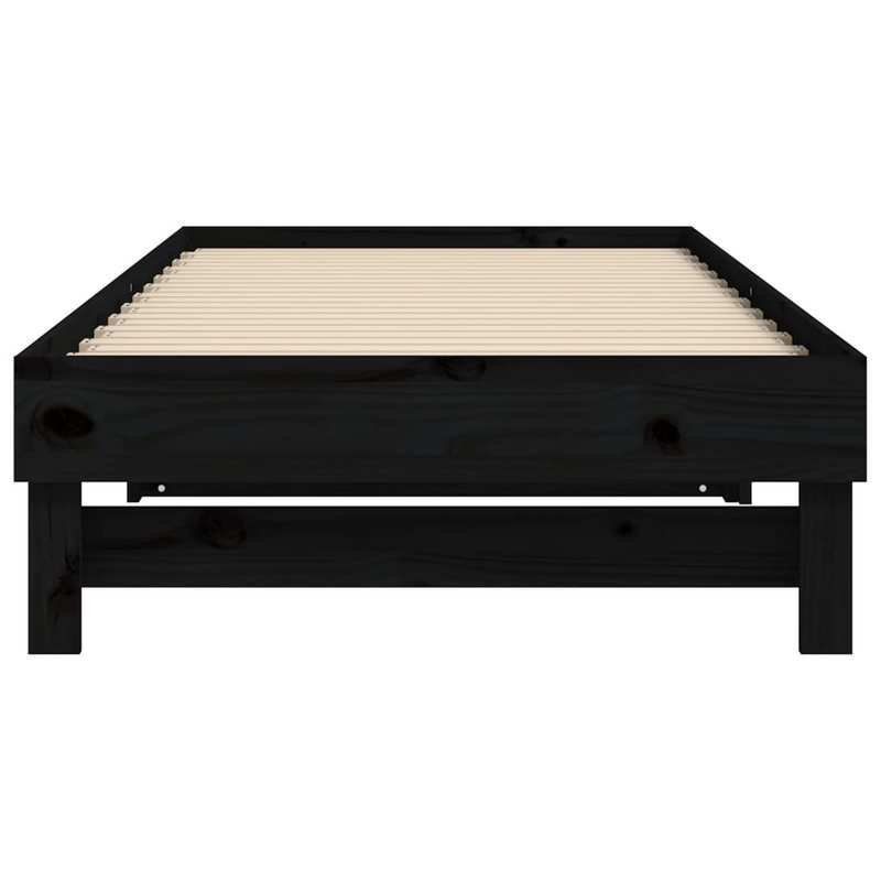 Uitklapbed – Opklapbed – Logeerbed – Eenpersoonsbed – Zithoekbed – 2x 90x200 cm – Massief Grenenhout – Ruimtebesparend Zwart Design
