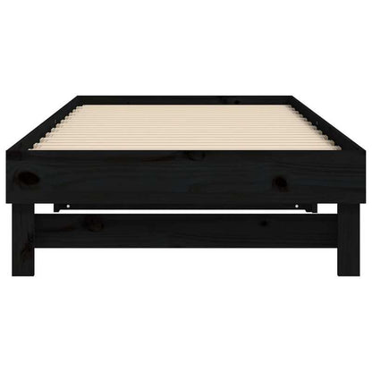 Uitklapbed – Opklapbed – Logeerbed – Eenpersoonsbed – Zithoekbed – 2x 90x200 cm – Massief Grenenhout – Ruimtebesparend Zwart Design