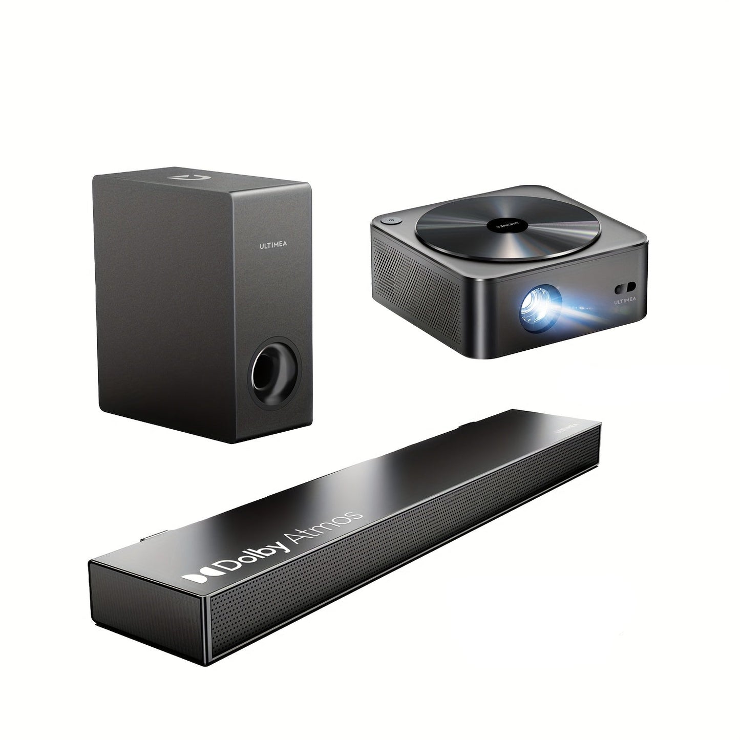 Home Cinema Systeem – Thuisbioscoop Set – Soundbar Met Subwoofer – Projector – Dolby Atmos 2.1 Kanaals – 190W Bass – 700 ANSI Lumen Met Automatische Focus