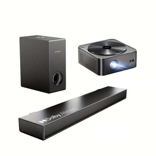 Home Cinema Systeem – Thuisbioscoop Set – Soundbar Met Subwoofer – Projector – Dolby Atmos 2.1 Kanaals – 190W Bass – 700 ANSI Lumen Met Automatische Focus