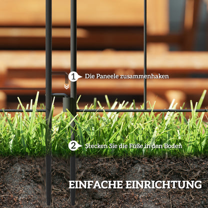 Stalen Tuinafscheiding – Tuinhek – Borderafscheiding – Tuinpaneel – Klimplantensupport – Zwart – 300 x 70 cm – Weerbestendig Roosterpatroon