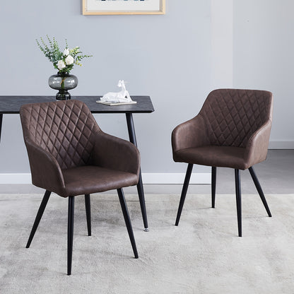 Lounge Stoelen – Armleunstoel – Eetkamerstoel – Fauteuil – Woonkamerstoel – Bruin – Ergonomisch Ontwerp – Carbonstalen Poten