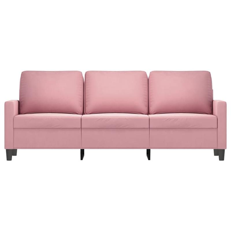 3-zitsbank – Sofa – Zitbank – Bankstel – Loungebank – Zacht Roze – Fluweel Bekleding – Stevig Houten Frame – 180 cm Breed