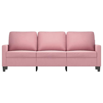 3-zitsbank – Sofa – Zitbank – Bankstel – Loungebank – Zacht Roze – Fluweel Bekleding – Stevig Houten Frame – 180 cm Breed