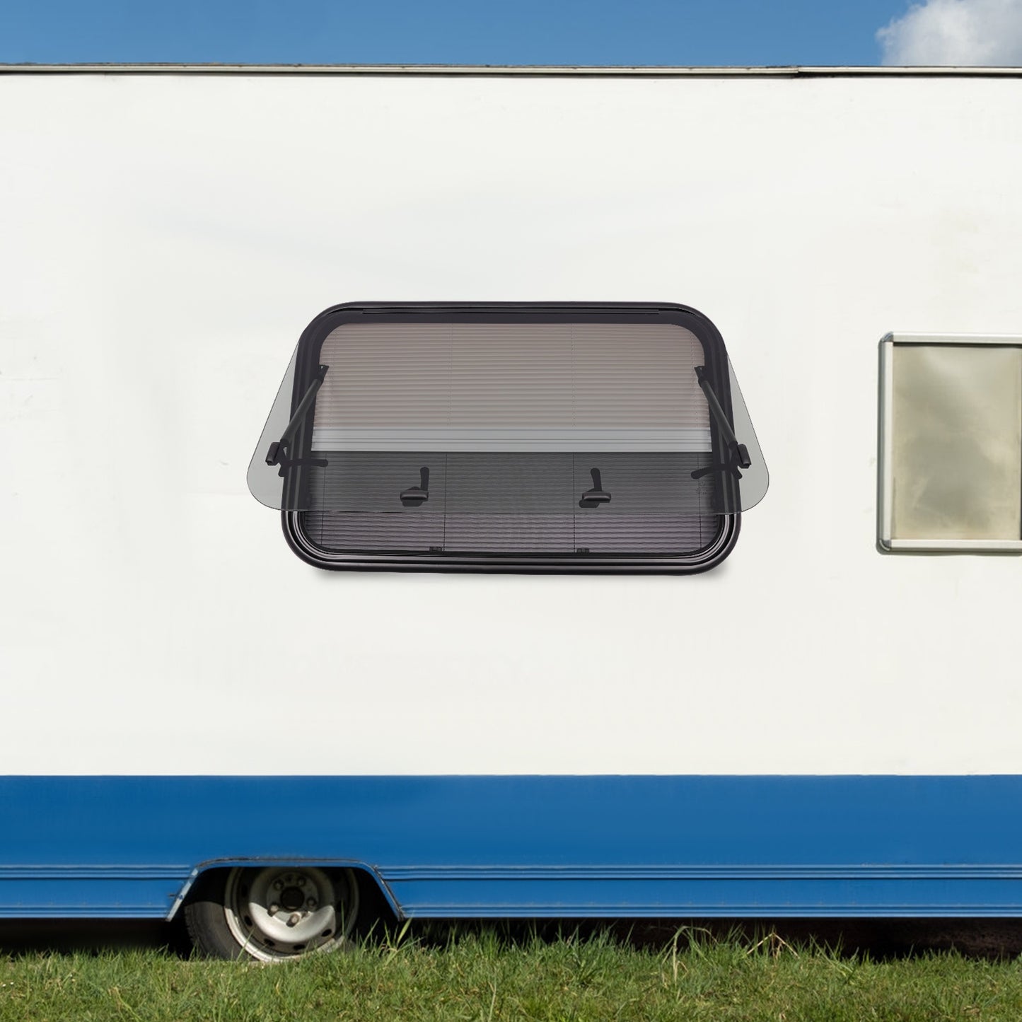 Motorhome Raam – Caravan Raam – Camper Raam – Zijraam – Push Window – Met Vliegengaas – Aluminium – 900 x 550 mm – Wit