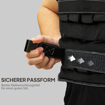 Gewichtsvest – Gewichtsvestje – Verstelbare Gewichtsvest – Trainingsvest – Weerstandsvest – Verstelbaar Tot 20 Kg – Reflecterende Strips – Zwart