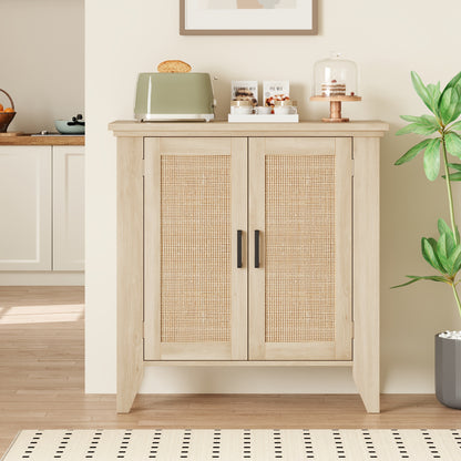 Dressoir – Buffetkast – Opbergkast – Ladekast – Woonkamerkast – Natuurlijk Rattan – Handgeweven Deuren – Stevige Constructie – Eenvoudige Montage
