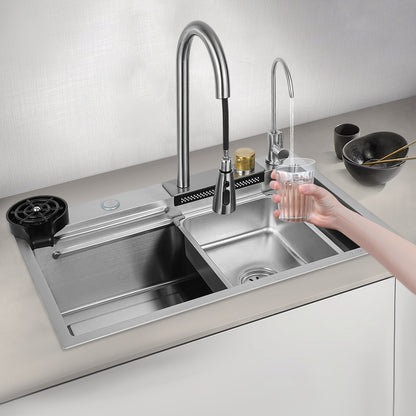 Heavy-Duty 304 Stainless Steel Sink - 8-Inch Large Capacity with Anti-Clog Drain, Noise-Reducing Mats & Anti-Condensation Design for Kitchen, Bathroom, Farm, Garage, Laundry - Commercial & Home Use, Stainless Steel Kitchen Si