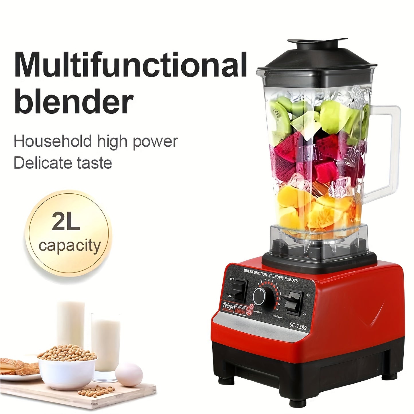 Blender – Smoothie Maker – Powerblender – Professionele Blender – To Go – 2000W Motor – Roestvrijstalen Messen