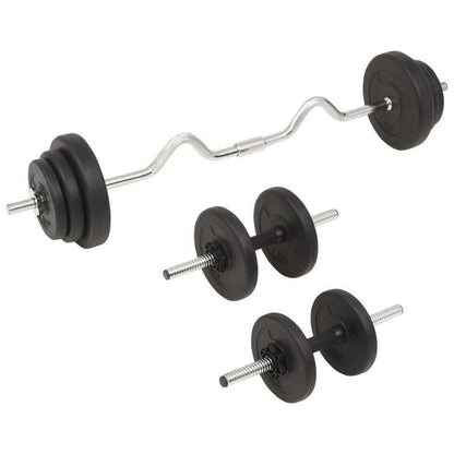 Langhantel- und Kurzhantel-Set 30kg – Halterstange – Gewichtsscheiben – Hantelscheiben – Kurz-Hantelstange – Robuste Verarbeitung – Vielseitiges Fitnesszubehör