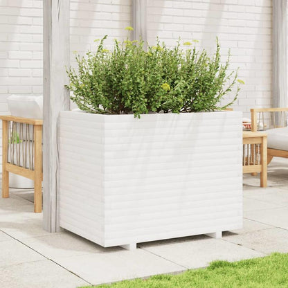 Witte Houten Plantenbak – Plantenpot – Bloembak – Plantenzuil – Plantenbak Binnen Buiten – Massief Dennehout – 90x60x72 cm – Lichtgewicht & Weerbestendig