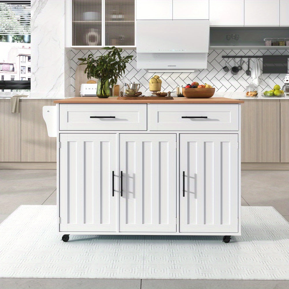 Dressoir – Sideboard – Buffet – Opbergkast – Woonkamerkast – Wit Modern Mobiel Meubel – Uitschuifbare Klaptafel – 4 Wieltjes & Veel Opbergruimte