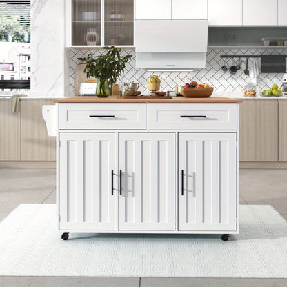 Dressoir – Sideboard – Buffet – Opbergkast – Woonkamerkast – Wit Modern Mobiel Meubel – Uitschuifbare Klaptafel – 4 Wieltjes & Veel Opbergruimte