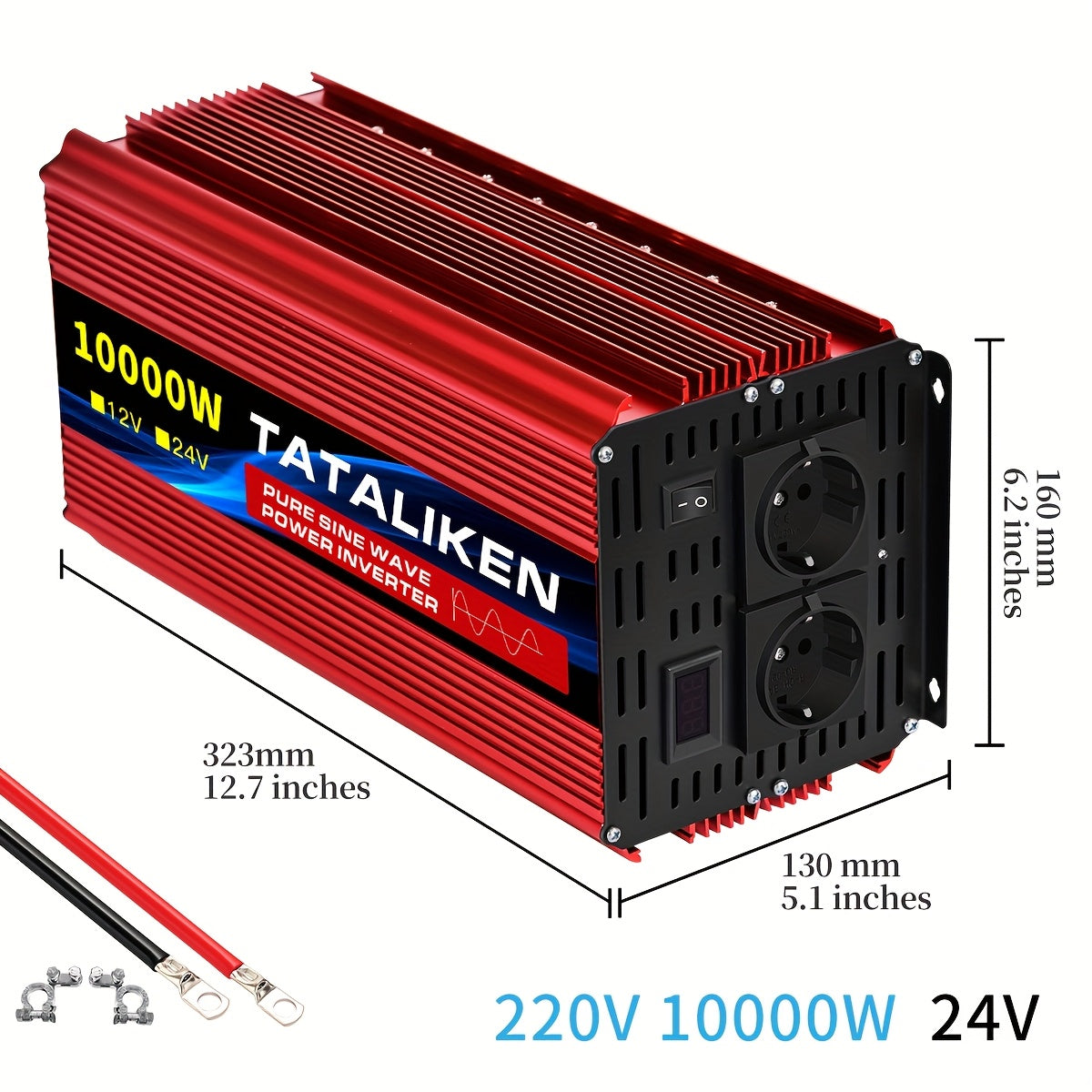 Zuivere Sinusomvormer – Stroomomzetter – Omvormer – Spanningsomvormer – Power Inverter – 12V Naar 220V – 10.000W Vermogen – Compact Met LED-Display