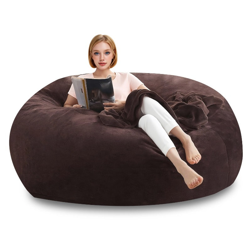 Grote Zitzak – Beanbag – Loungestoel – Relaxstoel – Poef – Memory Foam Vulling – 127 x 127 x 63,5 cm – Bruin – Zachte Pluche Bekleding – Ergonomisch Comfort