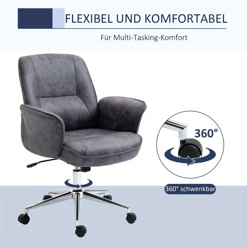 Ergonomische Bureaustoel – Kantoorstoel – Werkstoel – Bureauzetel – Gamestoel – Verstelbare Zithoogte – Kantelbare Rugleuning – Grijze Stof – Draagt Tot 120 kg